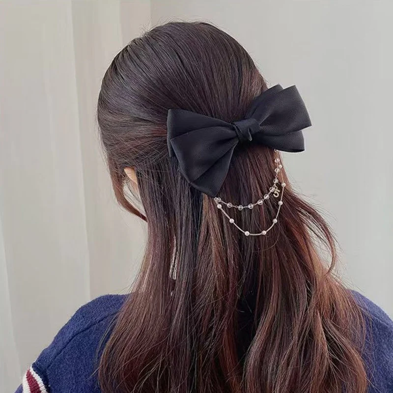 Bow Pearls Chain Barrettes Hairpin - Image 52