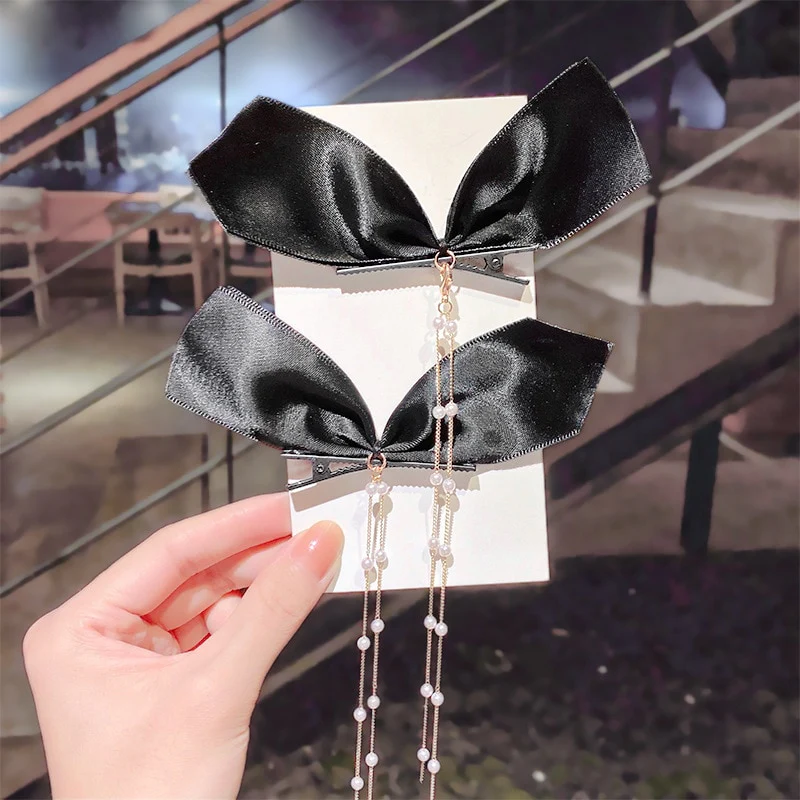 Bow Pearls Chain Barrettes Hairpin - Image 8