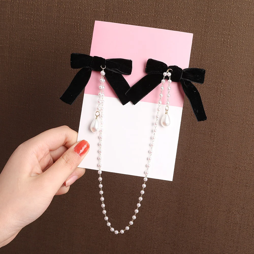 Bow Pearls Chain Barrettes Hairpin - Image 9