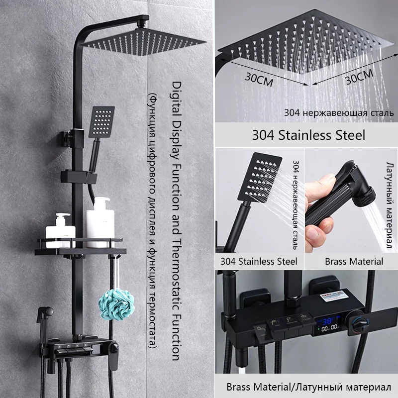 Brass Thermostatic Digital Display Shower - Image 3