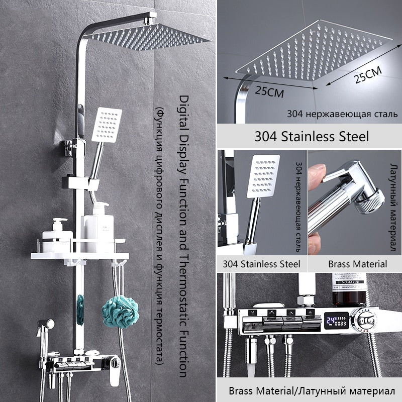 Brass Thermostatic Digital Display Shower - Image 5