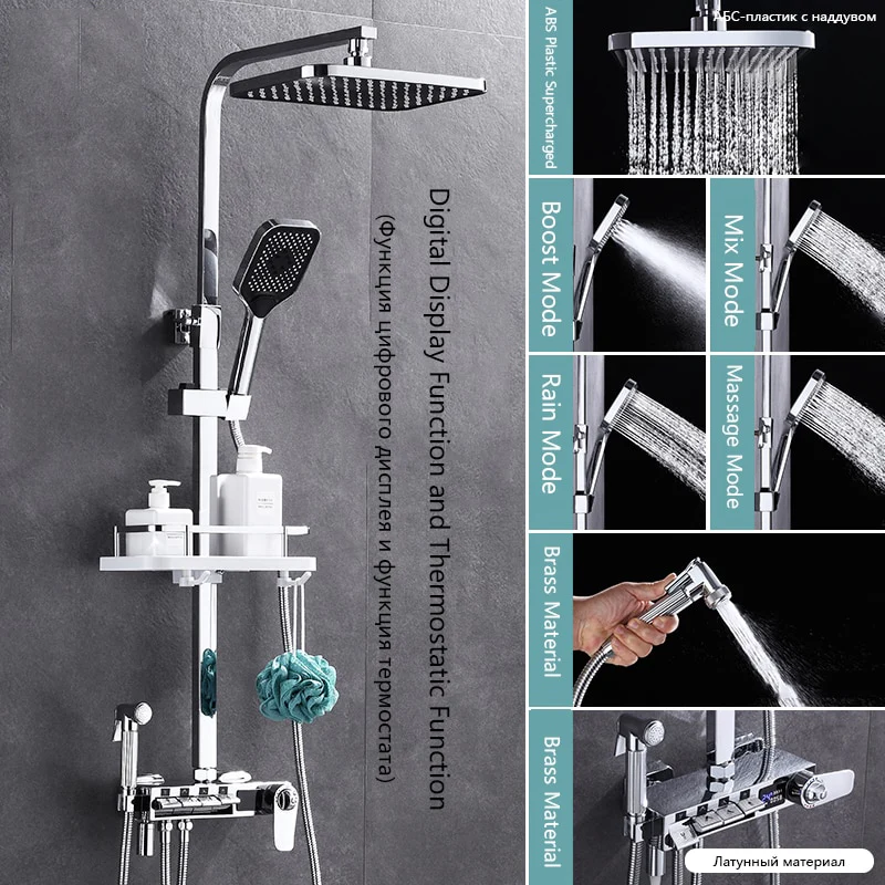 Brass Thermostatic Digital Display Shower - Image 7