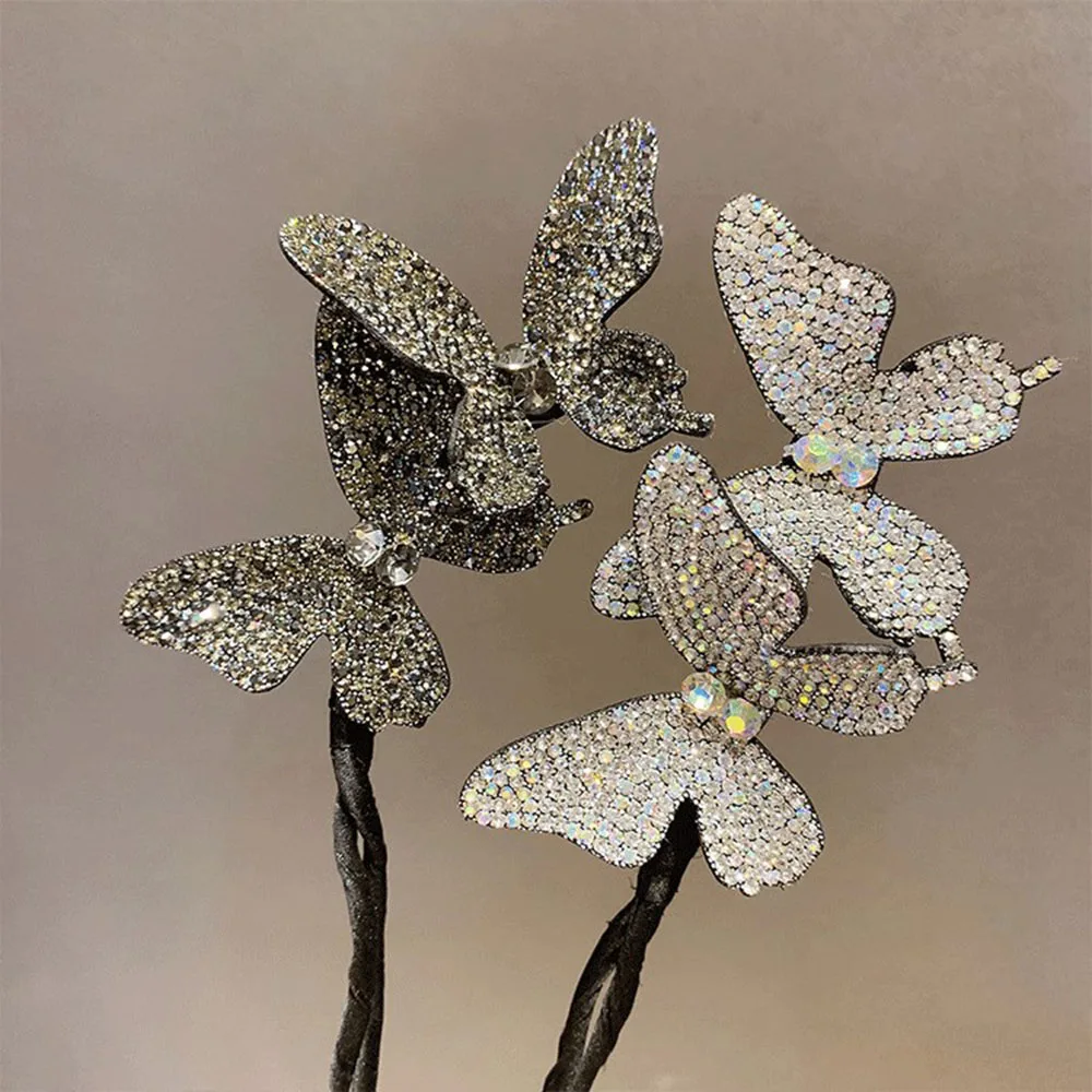 Butterfly Rhinestone Hain Bun Clip - Image 4