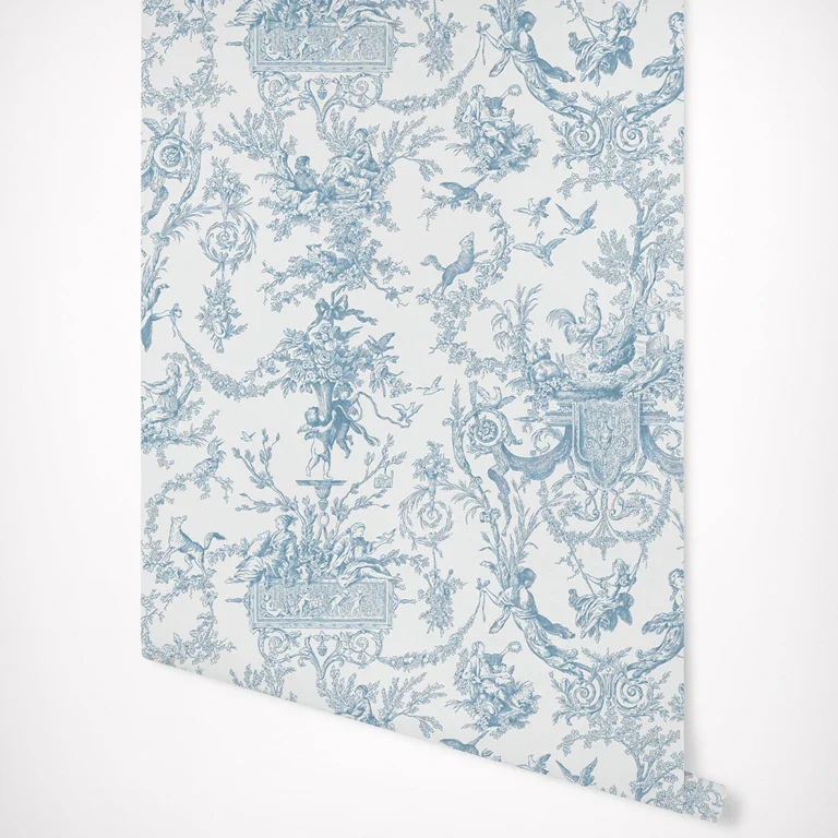 Classic Blue Toile Wallpaper - Image 5