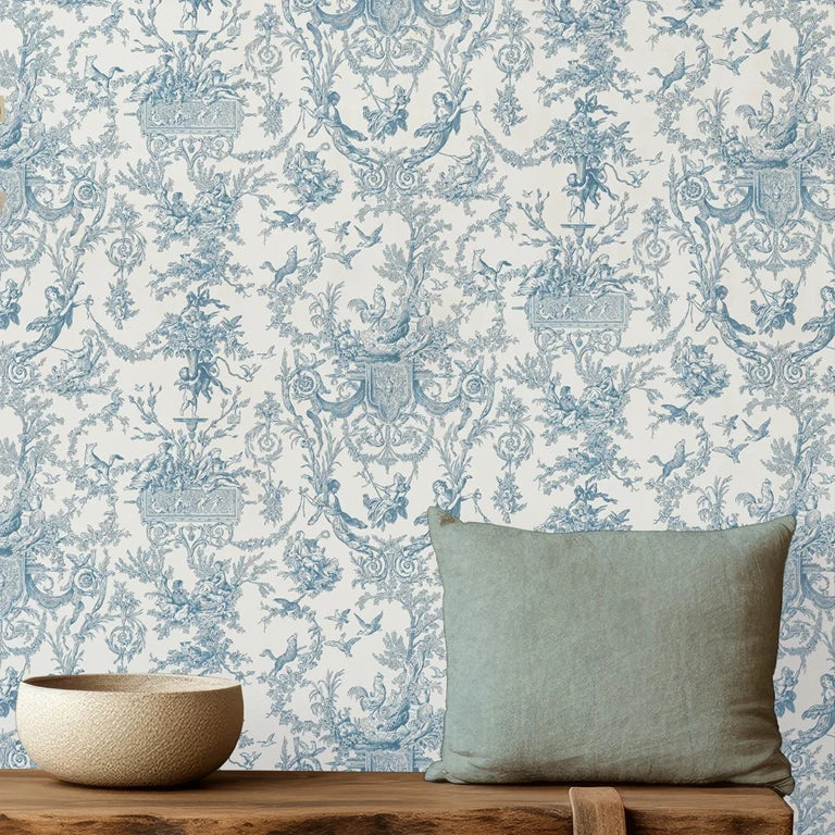 Classic Blue Toile Wallpaper - Image 7