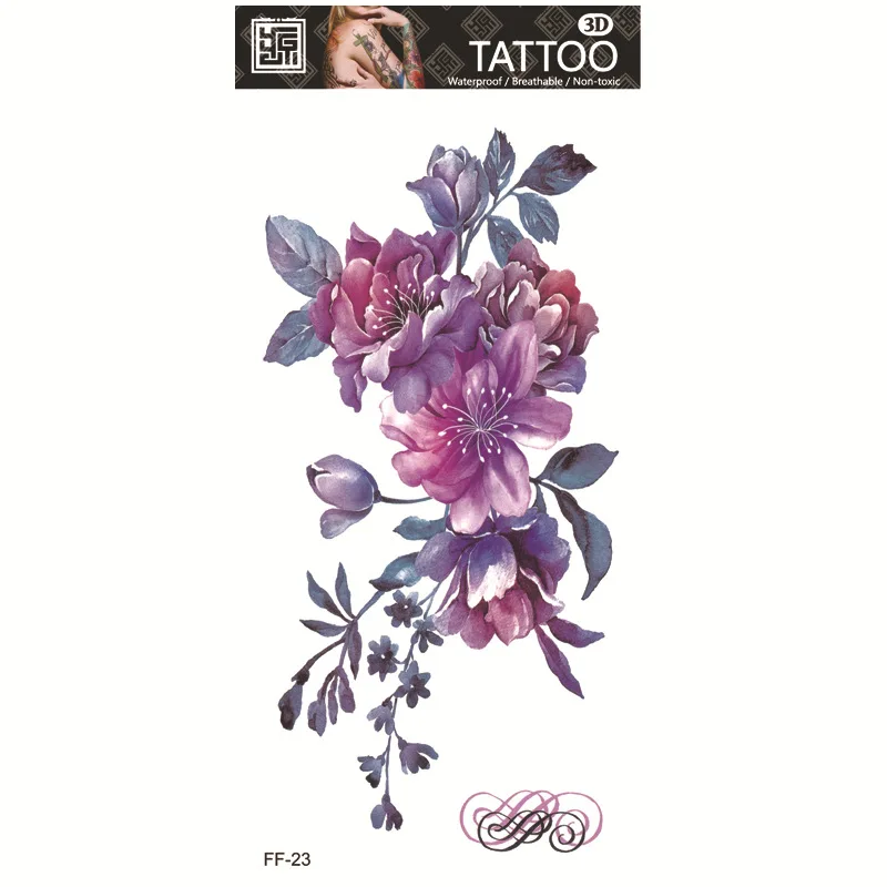 Color Flower Tattoo Sticker - Image 15