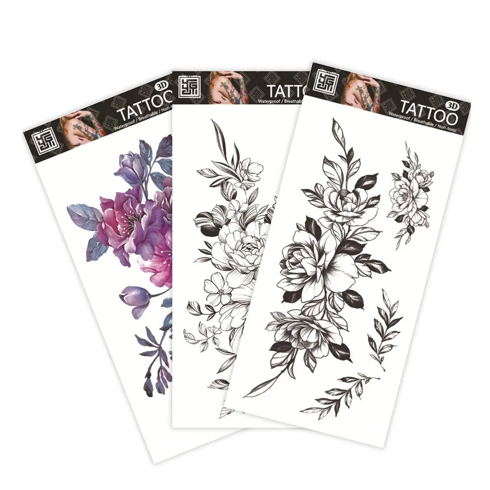 Color Flower Tattoo Sticker - Image 5