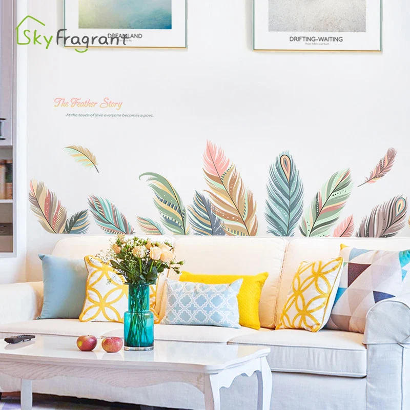 Colorful Feather Creative Wall Stickers - Image 2