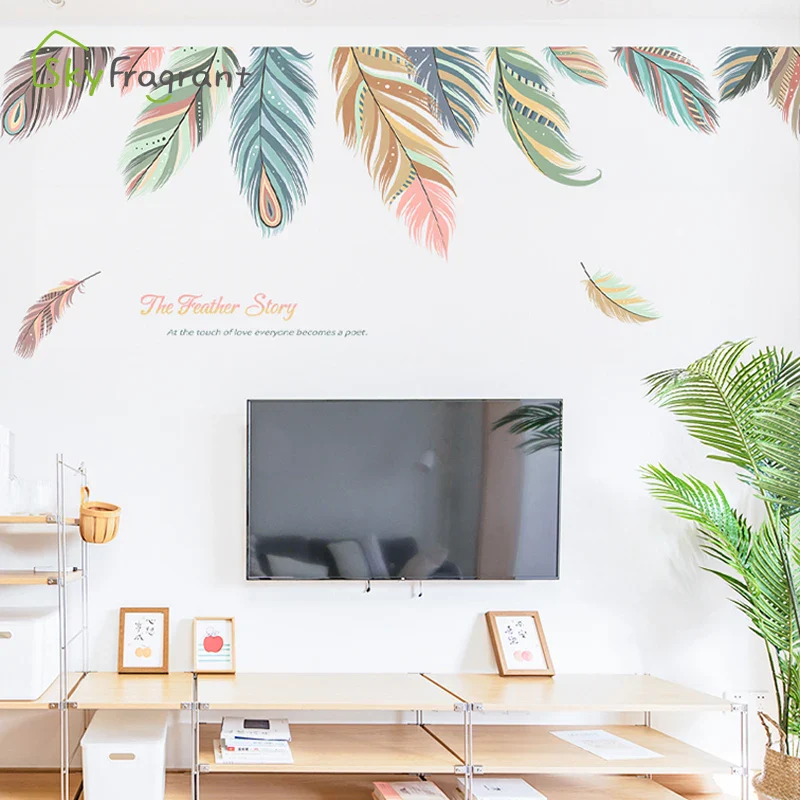 Colorful Feather Creative Wall Stickers - Image 3