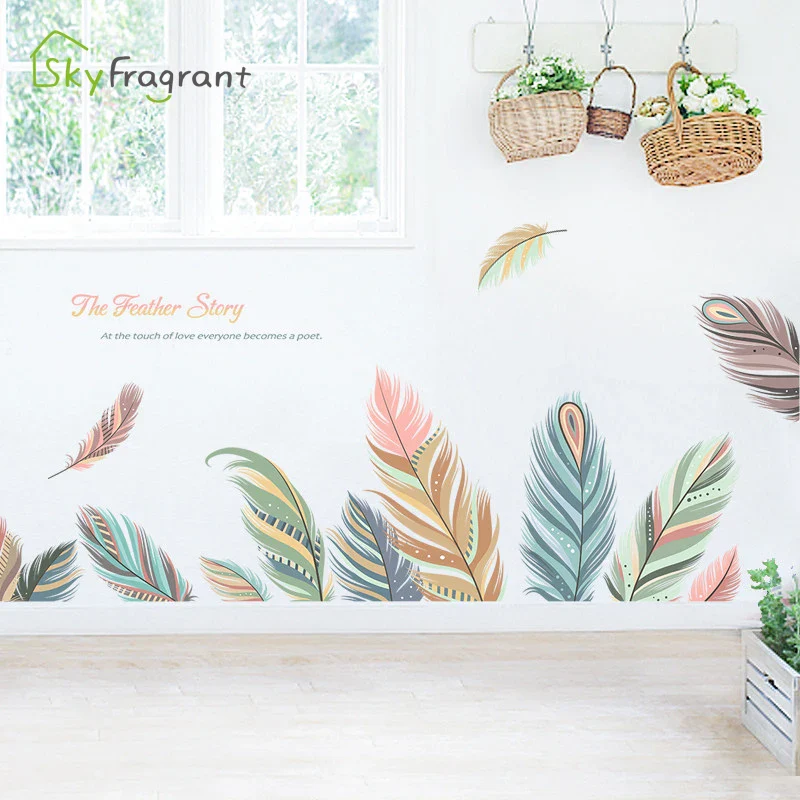 Colorful Feather Creative Wall Stickers - Image 4