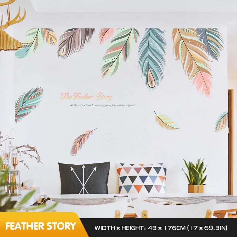 Colorful Feather Creative Wall Stickers - Image 7
