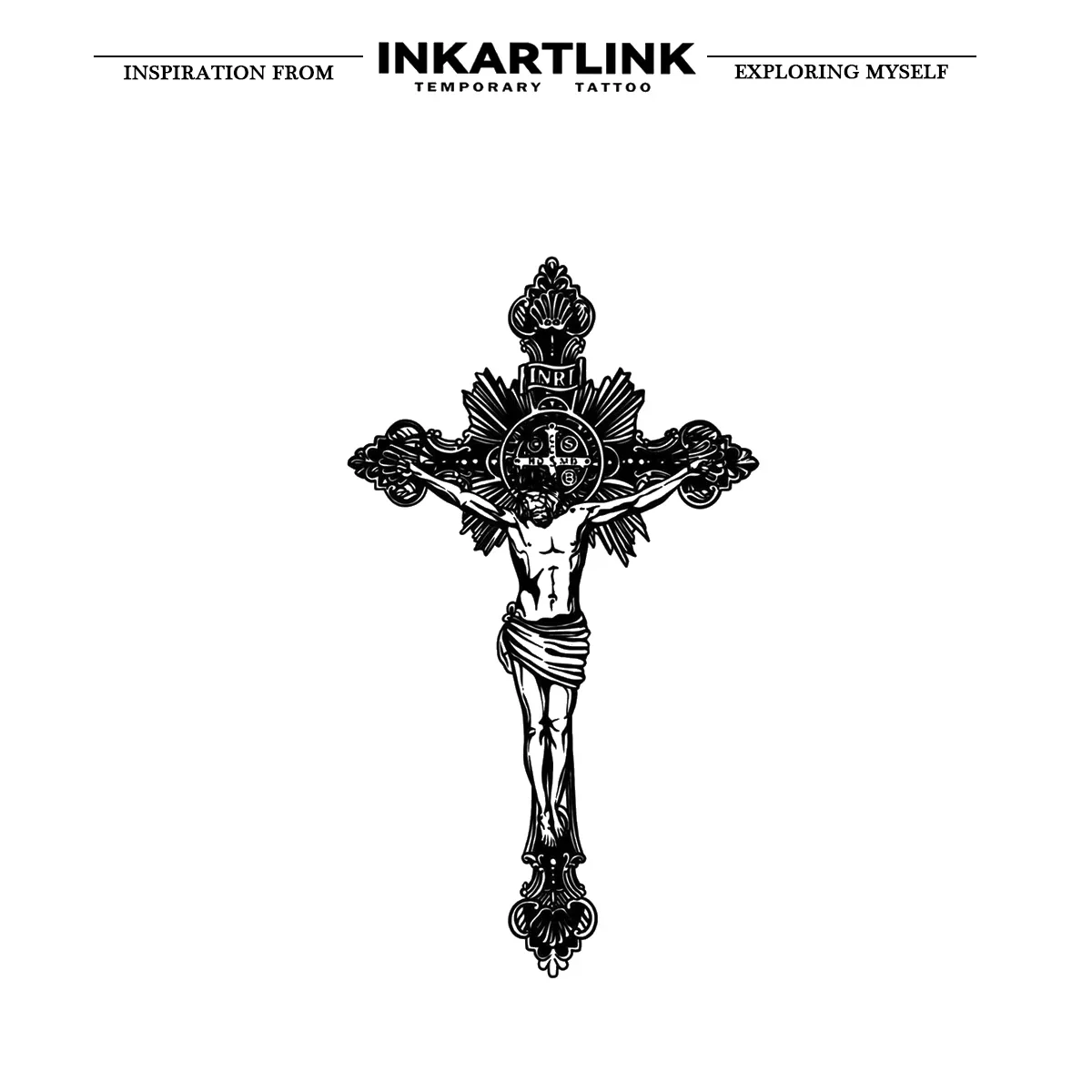 Cross Temporary Tattoo Sticker - Image 3