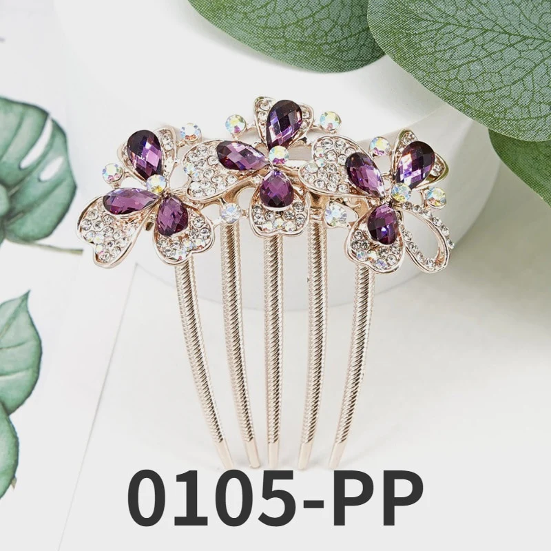 Crystal Flower Hair Comb Pin - Image 14