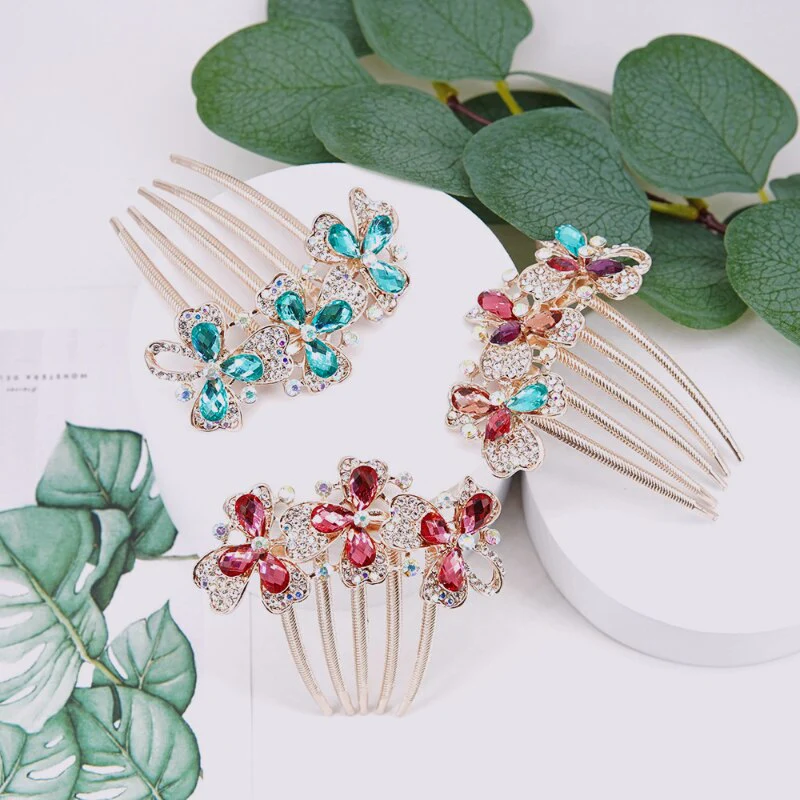 Crystal Flower Hair Comb Pin - Image 21