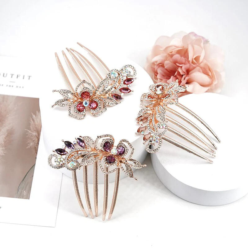Crystal Flower Hair Comb Pin - Image 22