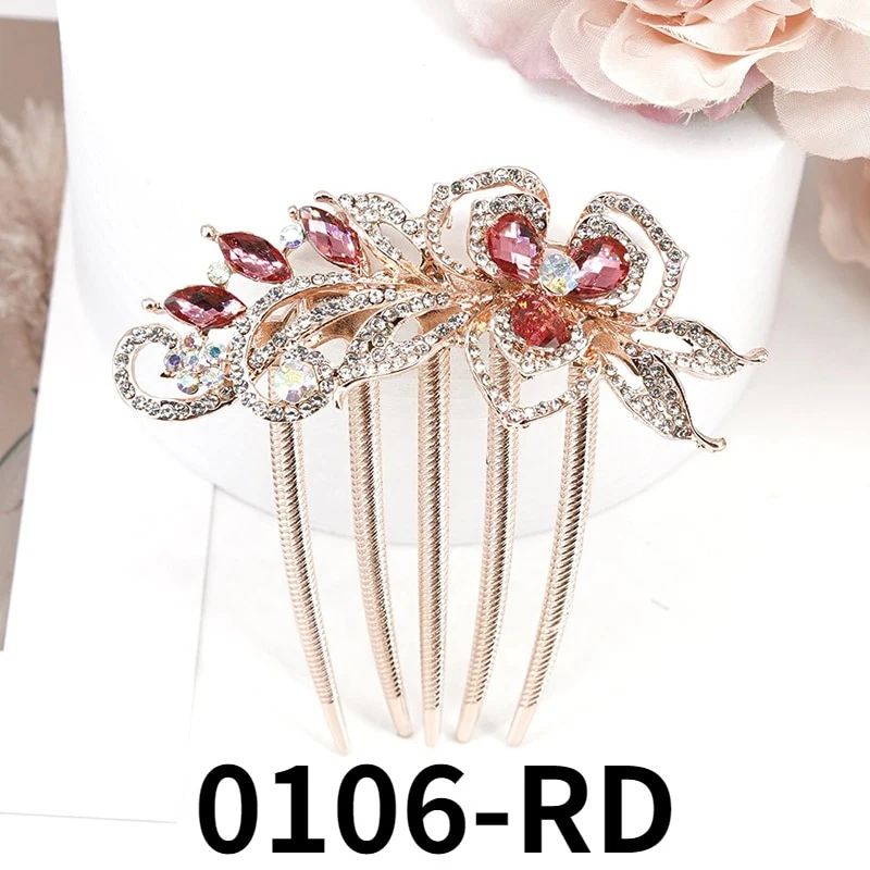 Crystal Flower Hair Comb Pin - Image 4