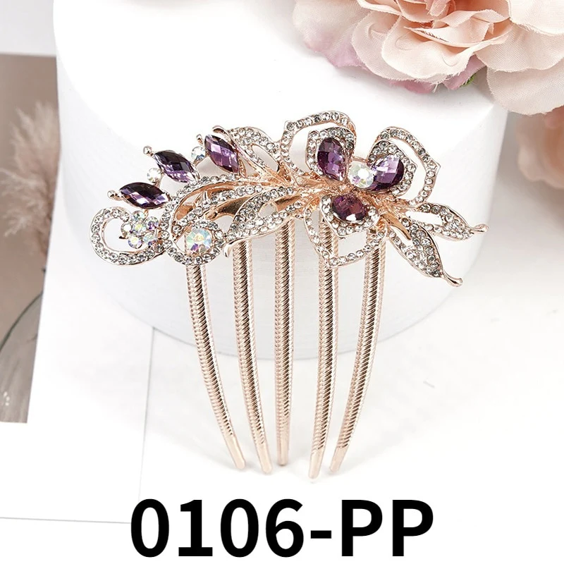 Crystal Flower Hair Comb Pin - Image 5