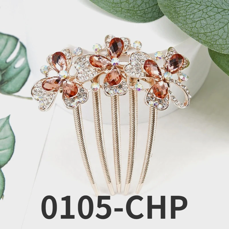 Crystal Flower Hair Comb Pin - Image 6