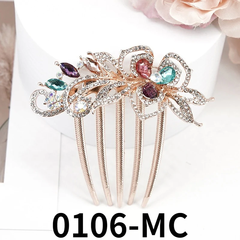 Crystal Flower Hair Comb Pin - Image 9