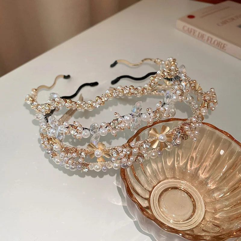 Crystal Pearl Flower Headband - Image 4