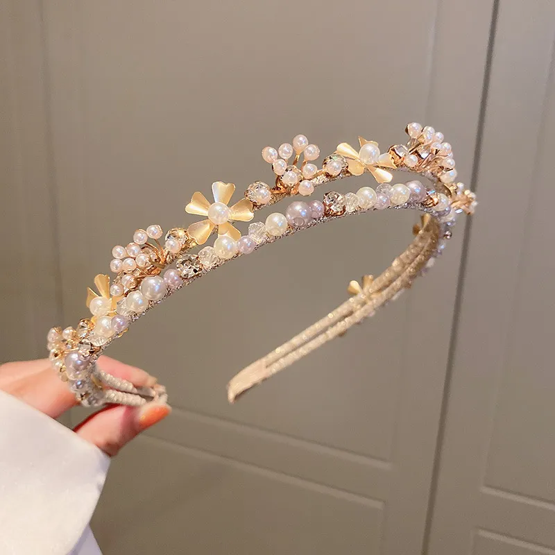 Crystal Pearl Flower Headband - Image 5
