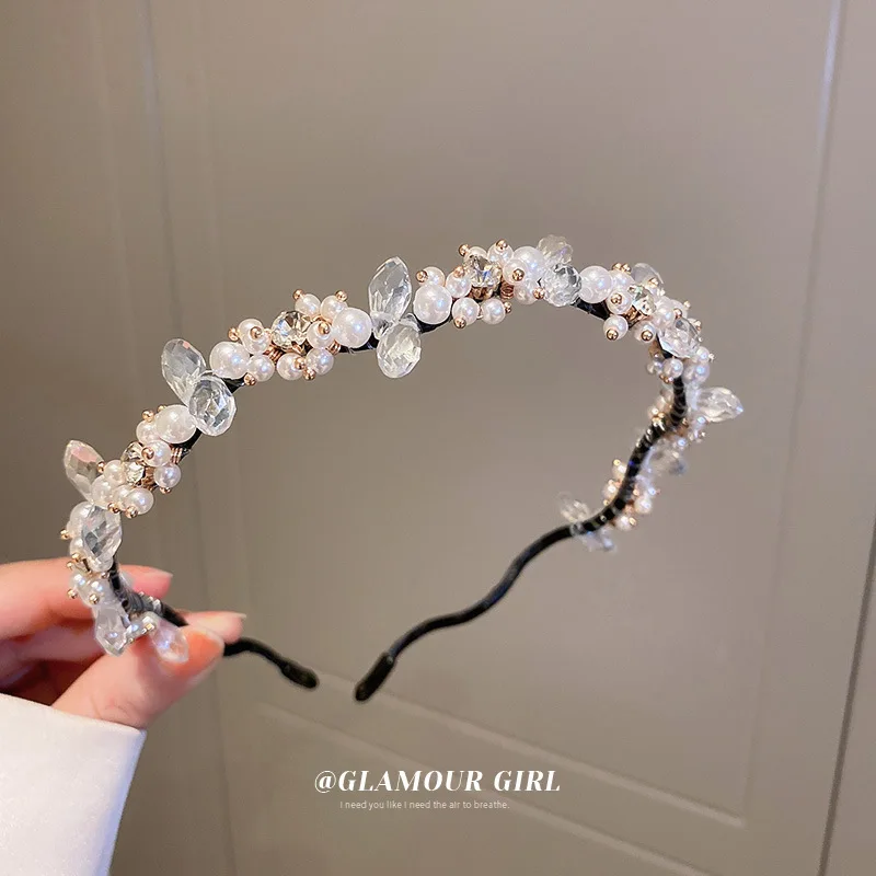 Crystal Pearl Flower Headband - Image 7