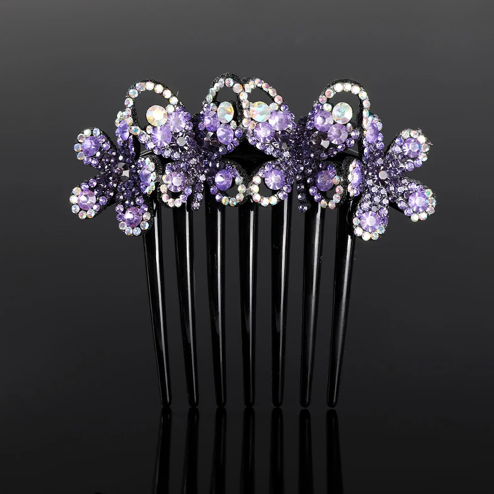 Crystal Rhinestones Flower Hair Comb Clip - Image 10