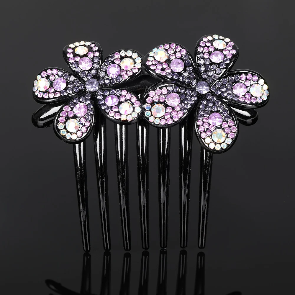 Crystal Rhinestones Flower Hair Comb Clip - Image 12