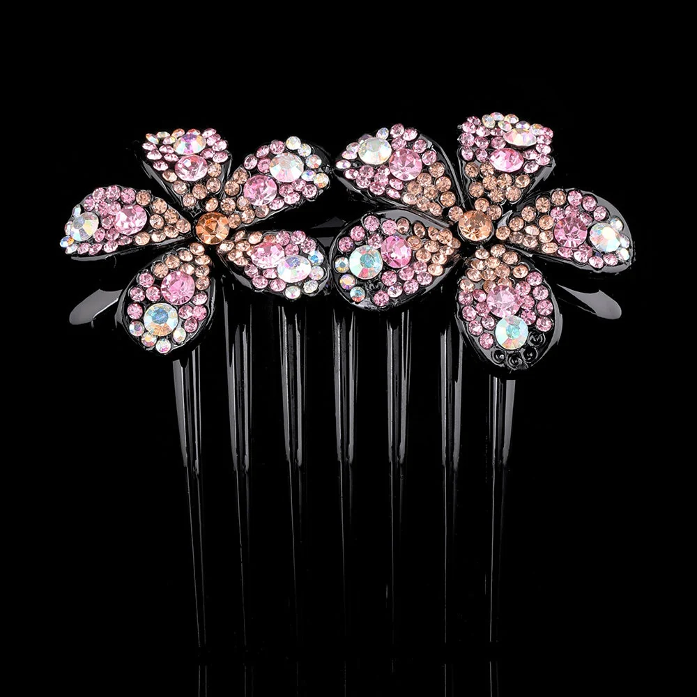 Crystal Rhinestones Flower Hair Comb Clip - Image 13