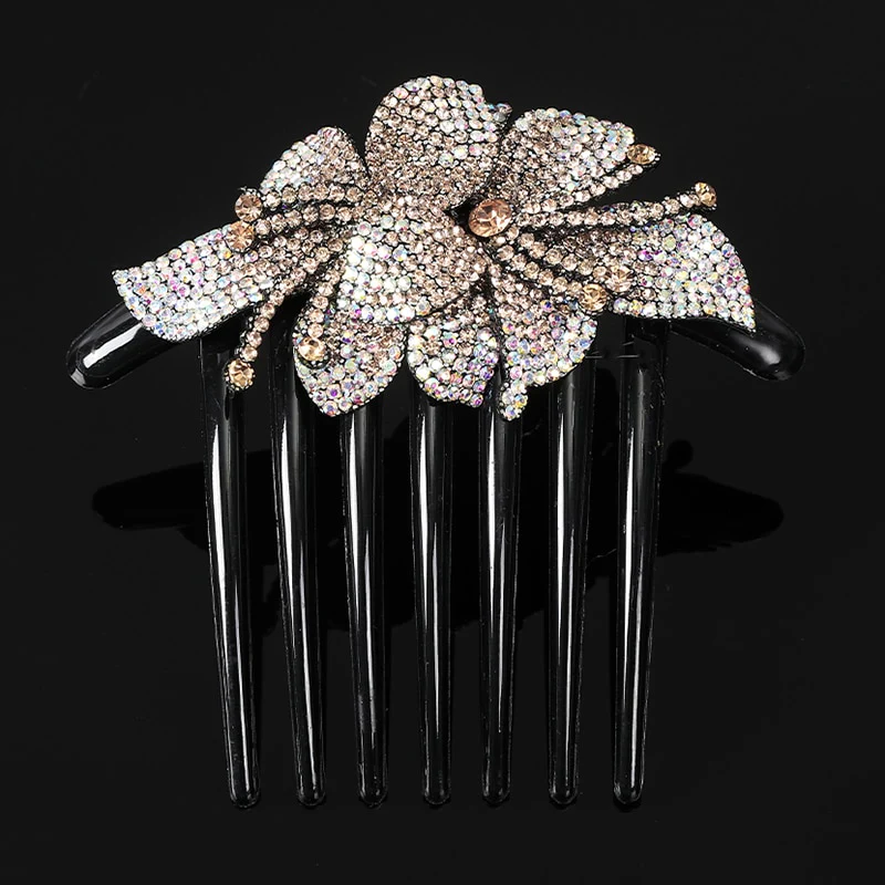 Crystal Rhinestones Flower Hair Comb Clip - Image 15