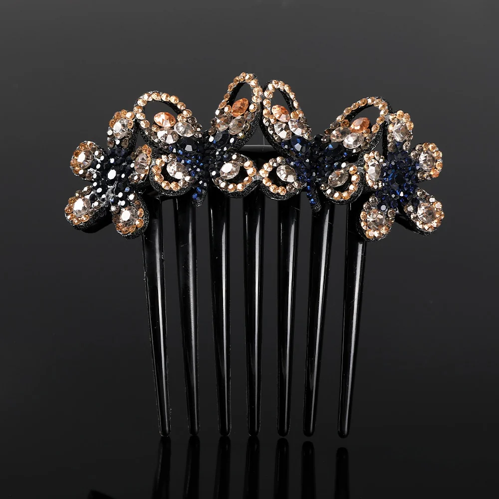 Crystal Rhinestones Flower Hair Comb Clip - Image 18