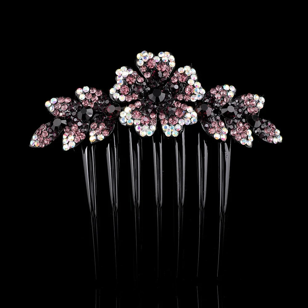 Crystal Rhinestones Flower Hair Comb Clip - Image 19
