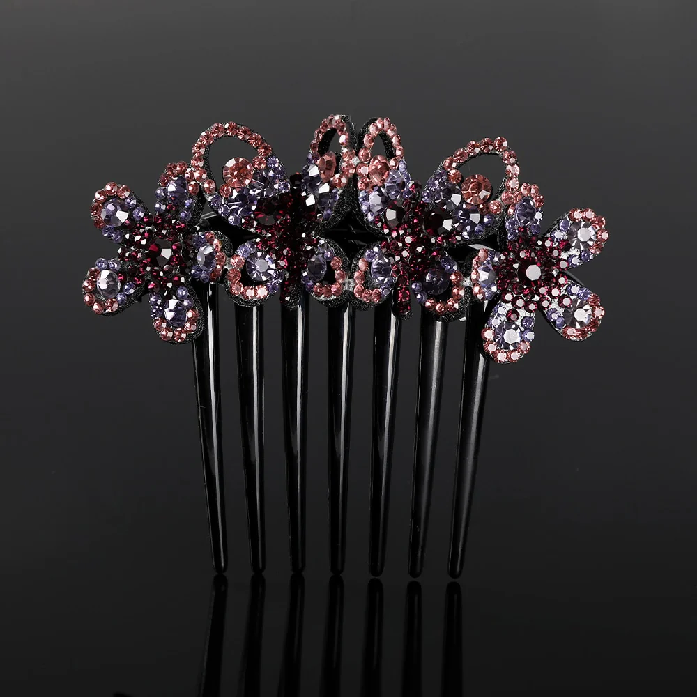 Crystal Rhinestones Flower Hair Comb Clip - Image 21