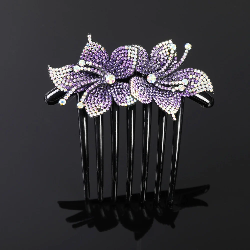 Crystal Rhinestones Flower Hair Comb Clip - Image 22