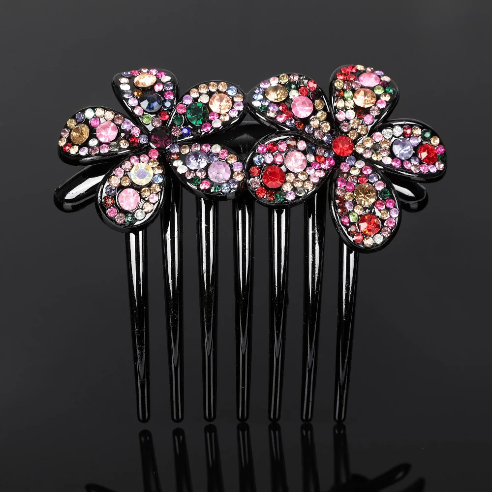Crystal Rhinestones Flower Hair Comb Clip - Image 23