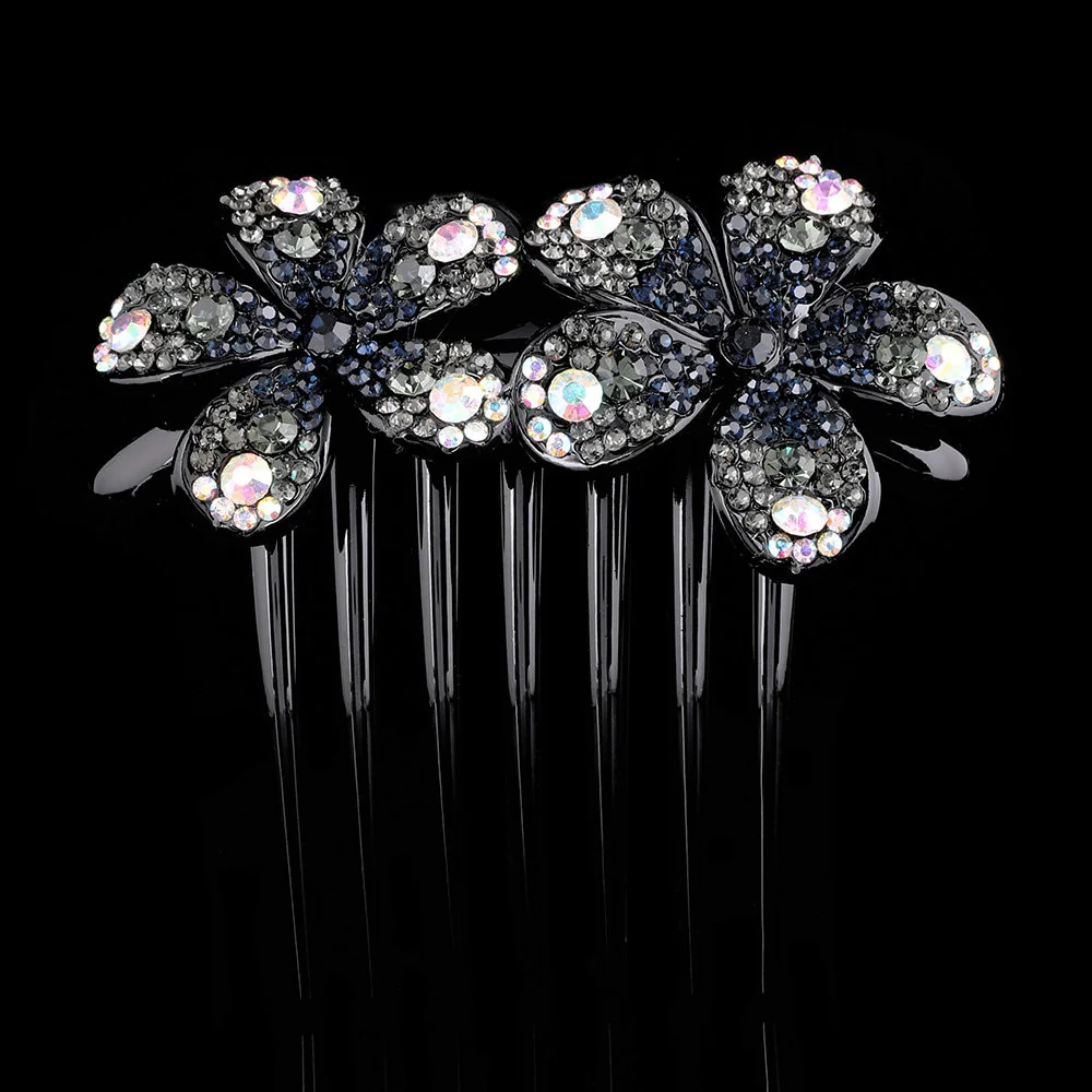Crystal Rhinestones Flower Hair Comb Clip - Image 32