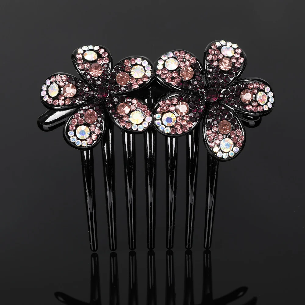 Crystal Rhinestones Flower Hair Comb Clip - Image 34