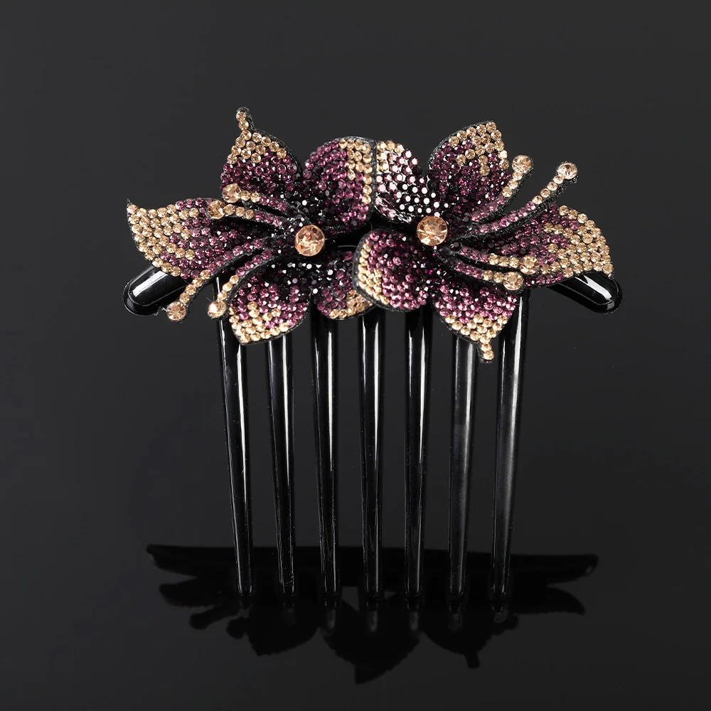 Crystal Rhinestones Flower Hair Comb Clip - Image 35