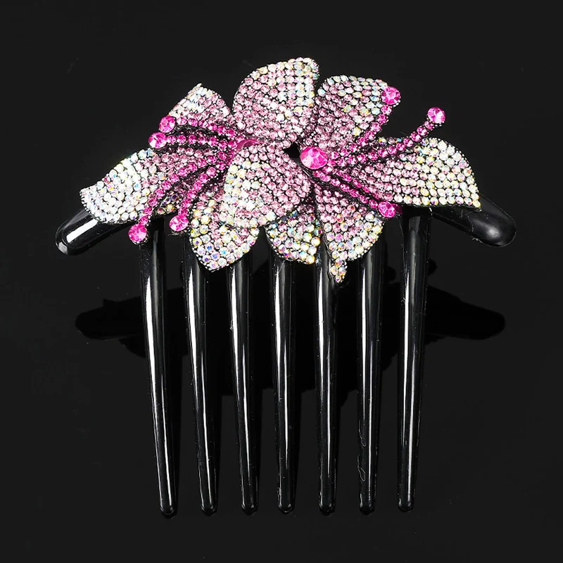 Crystal Rhinestones Flower Hair Comb Clip - Image 37
