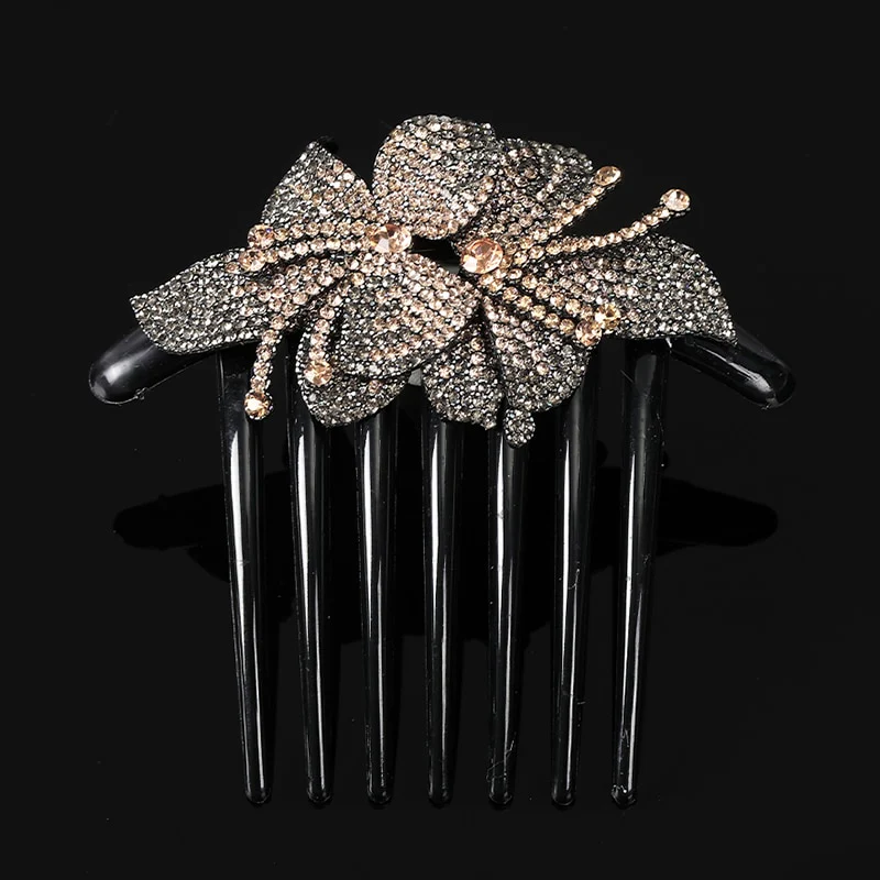 Crystal Rhinestones Flower Hair Comb Clip - Image 41