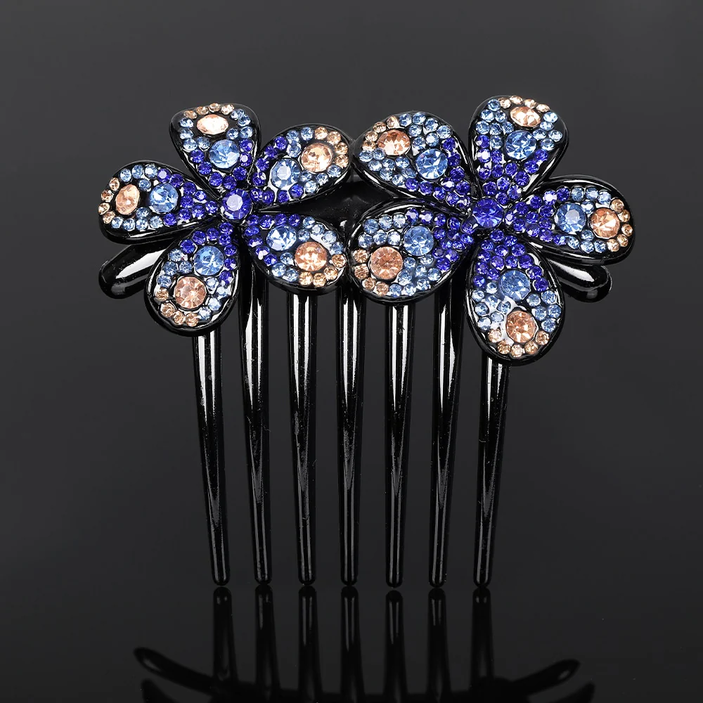 Crystal Rhinestones Flower Hair Comb Clip - Image 42