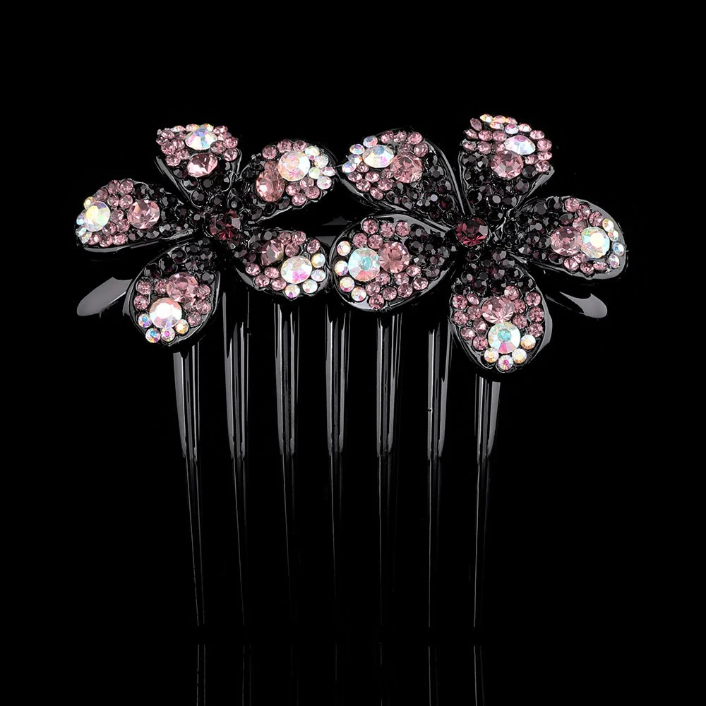 Crystal Rhinestones Flower Hair Comb Clip - Image 44
