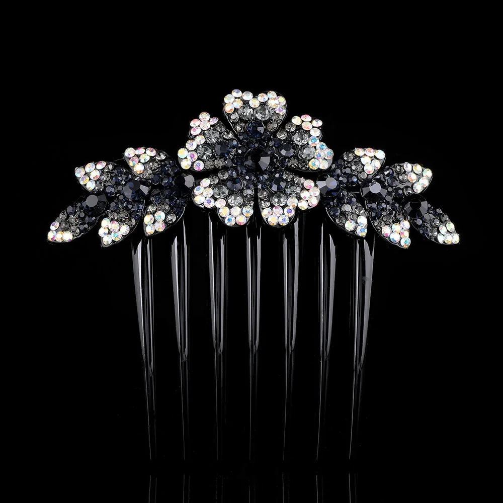 Crystal Rhinestones Flower Hair Comb Clip - Image 45