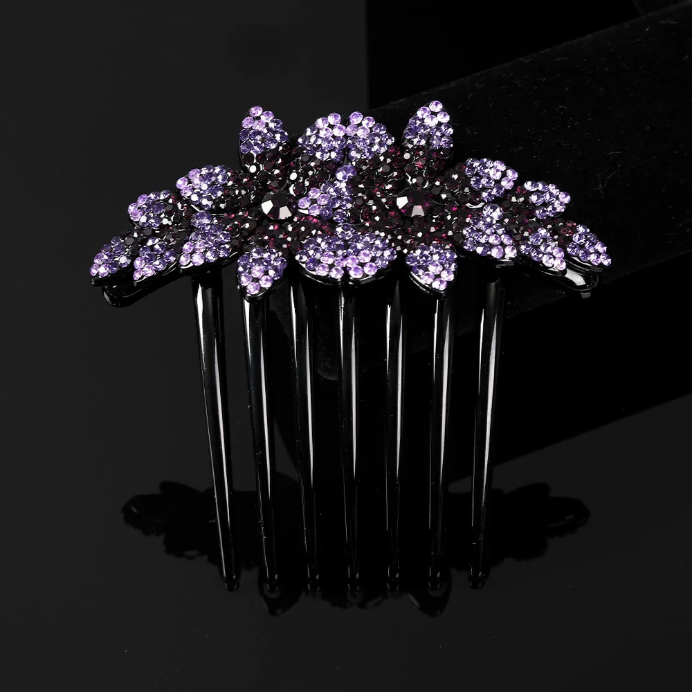 Crystal Rhinestones Flower Hair Comb Clip - Image 47