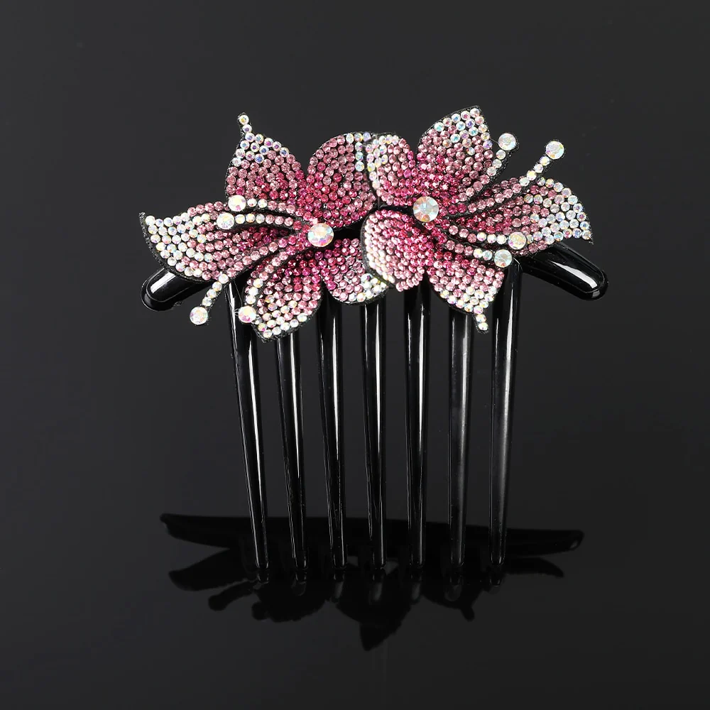 Crystal Rhinestones Flower Hair Comb Clip - Image 48