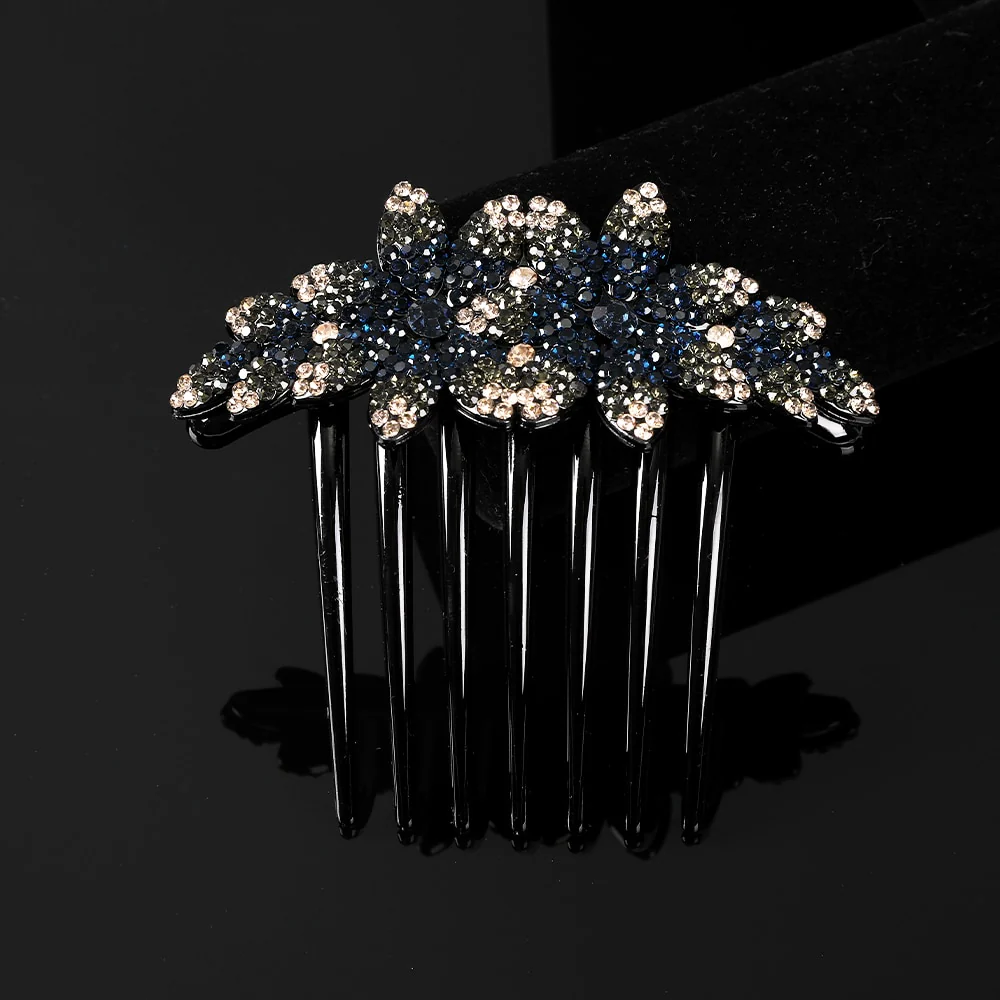Crystal Rhinestones Flower Hair Comb Clip - Image 49