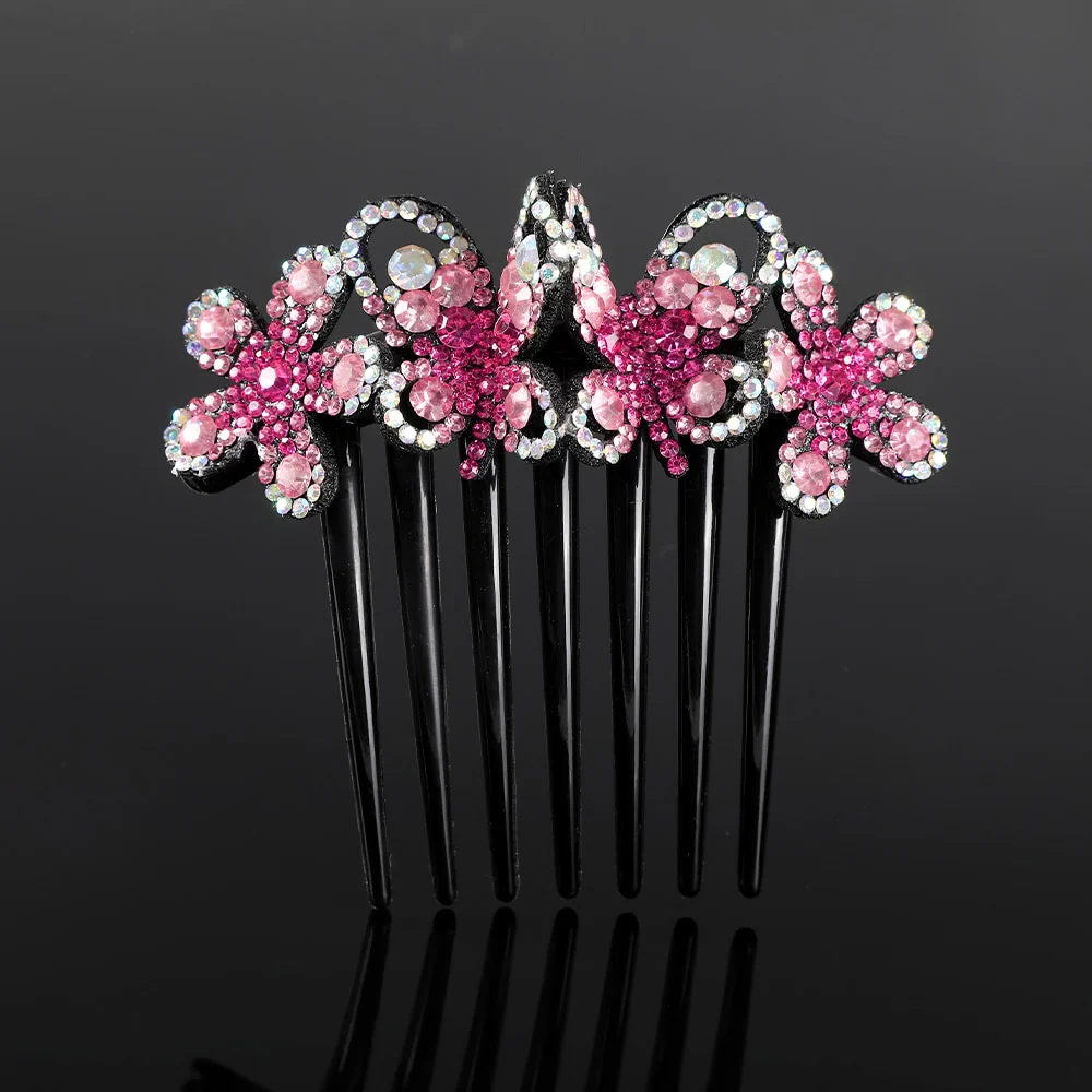 Crystal Rhinestones Flower Hair Comb Clip - Image 51