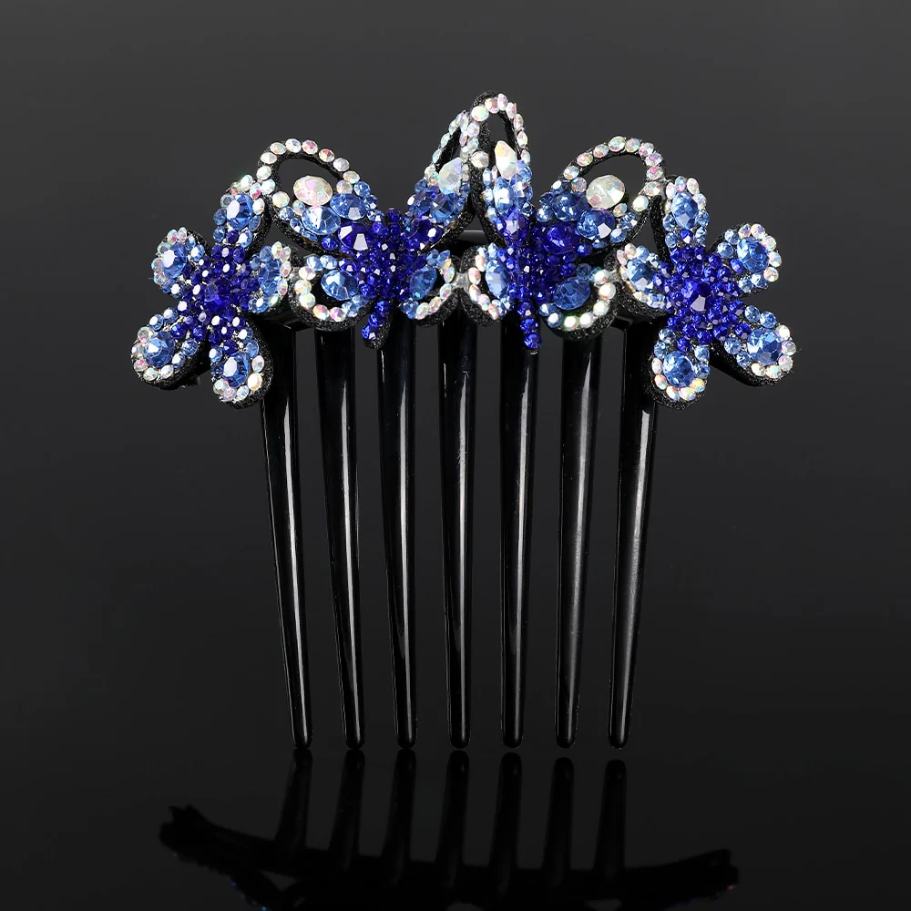 Crystal Rhinestones Flower Hair Comb Clip - Image 52