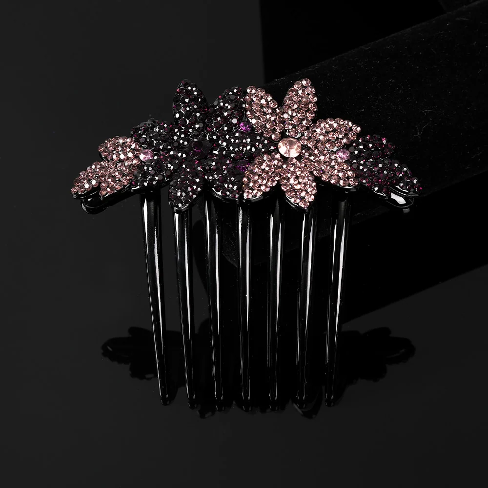 Crystal Rhinestones Flower Hair Comb Clip - Image 55