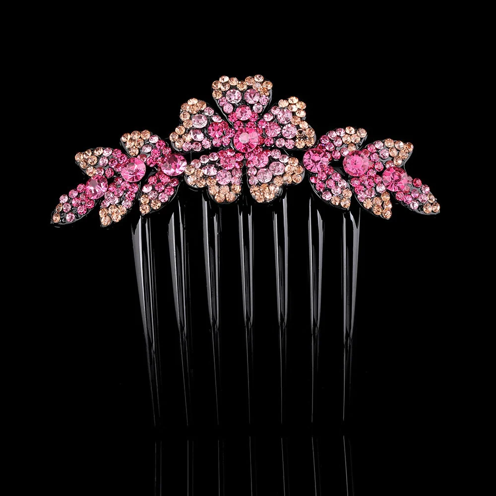 Crystal Rhinestones Flower Hair Comb Clip - Image 57